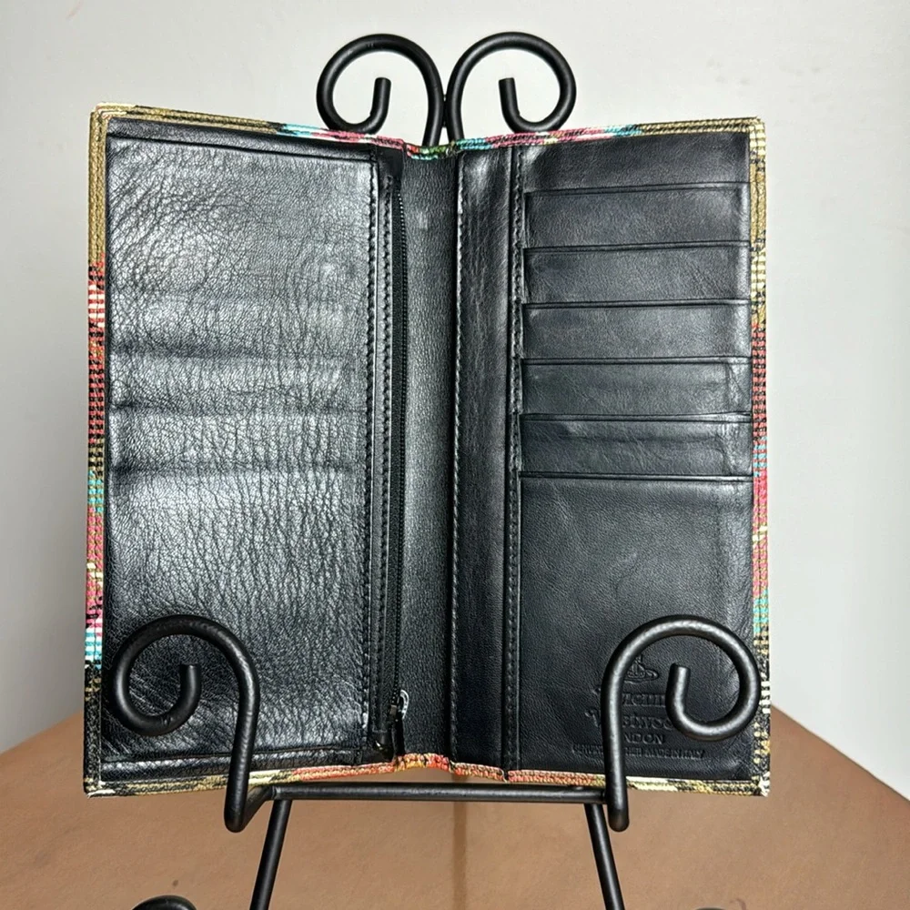 Vivienne Westwood leather plaid print long wallet - Picture 2 of 7